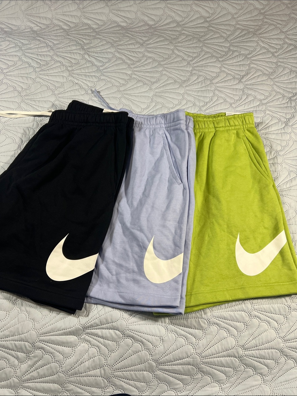 Nike men’s ' Shorts in Black, Light Blue, Lime Green with White Swoosh Size XXL